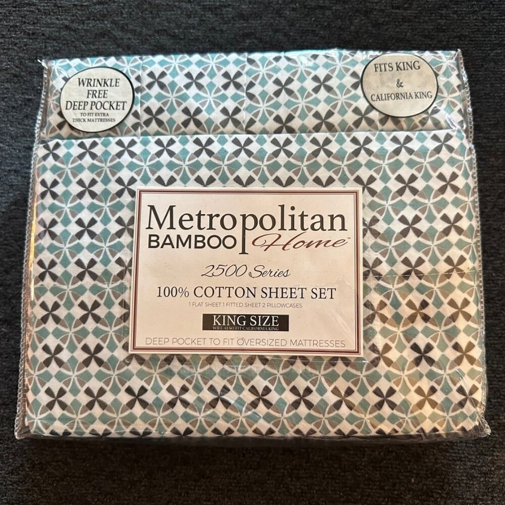 Metropolitan Bamboo Home King Sheet Set 2500 T.C. Egyptian Cotton - mozaic print